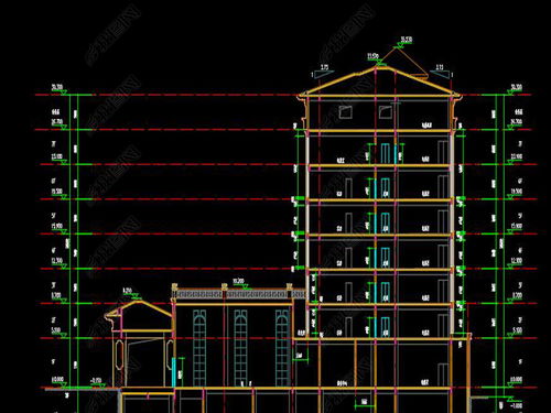 七层框架结构酒店建筑设计CAD方案图平面图下载