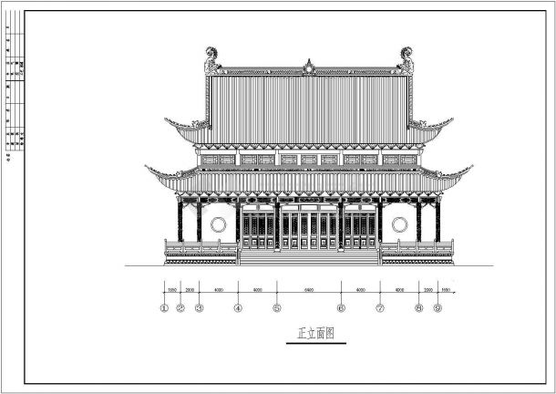 某寺庙大雄宝殿建筑设计cad图纸